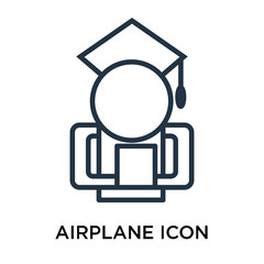 Airplane icon vector isolated on white background, Airplane sign , thin symbol or stroke element design in outline style