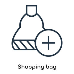 Shopping bag icon vector isolated on white background, Shopping bag sign , thin symbols or lined elements in outline style