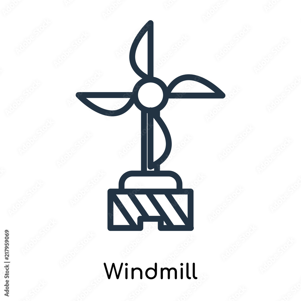 Poster windmill icon vector isolated on white background, windmill sign , thin symbols or lined elements in