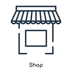 Shop icon vector isolated on white background, Shop sign , thin symbols or lined elements in outline style