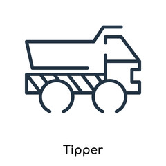 Tipper icon vector isolated on white background, Tipper sign , thin symbols or lined elements in outline style