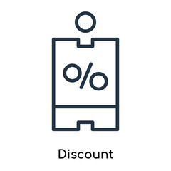 Discount icon vector isolated on white background, Discount sign , thin symbols or lined elements in outline style