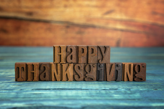 Happy Thanksgiving Spelled in Block Letters