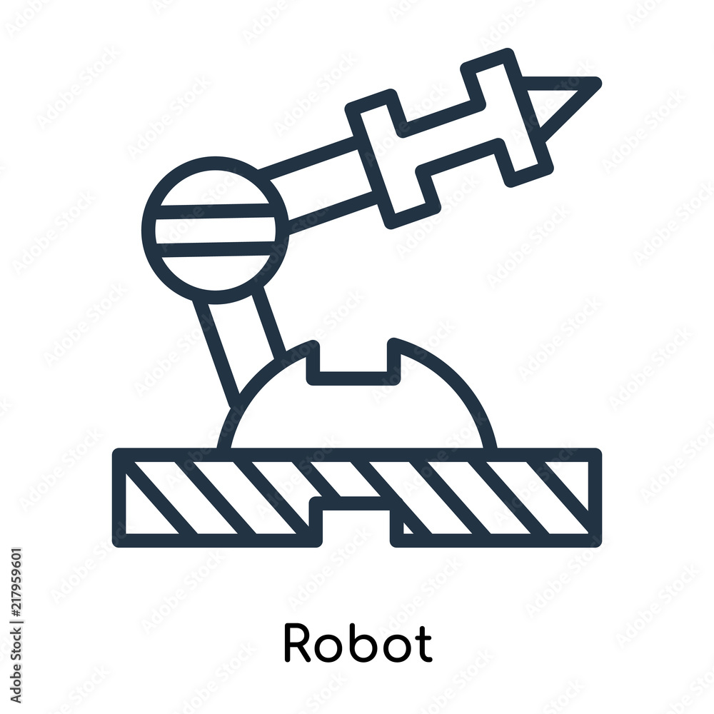 Poster robot icon vector isolated on white background, robot sign , thin symbols or lined elements in outli