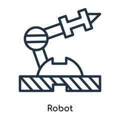 Robot icon vector isolated on white background, Robot sign , thin symbols or lined elements in outline style