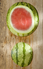 Sliced water melon on wood background