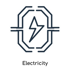 Electricity icon vector isolated on white background, Electricity sign , thin symbols or lined elements in outline style