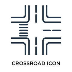 crossroad icon isolated on white background. Simple and editable crossroad icons. Modern icon vector illustration.
