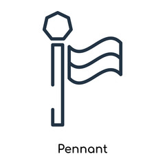 Pennant icon vector isolated on white background, Pennant sign , thin symbols or lined elements in outline style