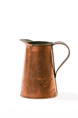 Vintage Farmhouse Copper Pitcher Isolated on White