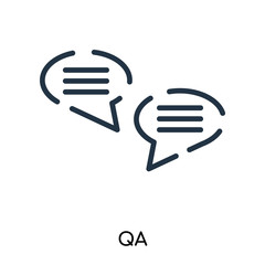 QA icon vector isolated on white background, QA sign , thin symbols or lined elements in outline style