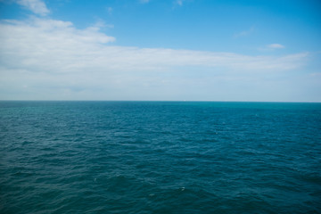 Open sea, blue sky and blue sea only, taken in the English channel