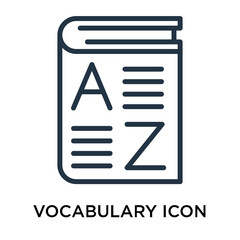 vocabulary icons isolated on white background. Modern and editable vocabulary icon. Simple icon vector illustration.