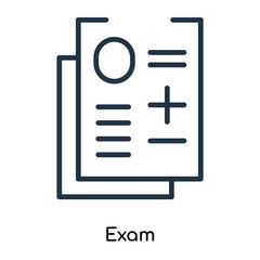 Exam icon vector isolated on white background, Exam sign , thin symbols or lined elements in outline style