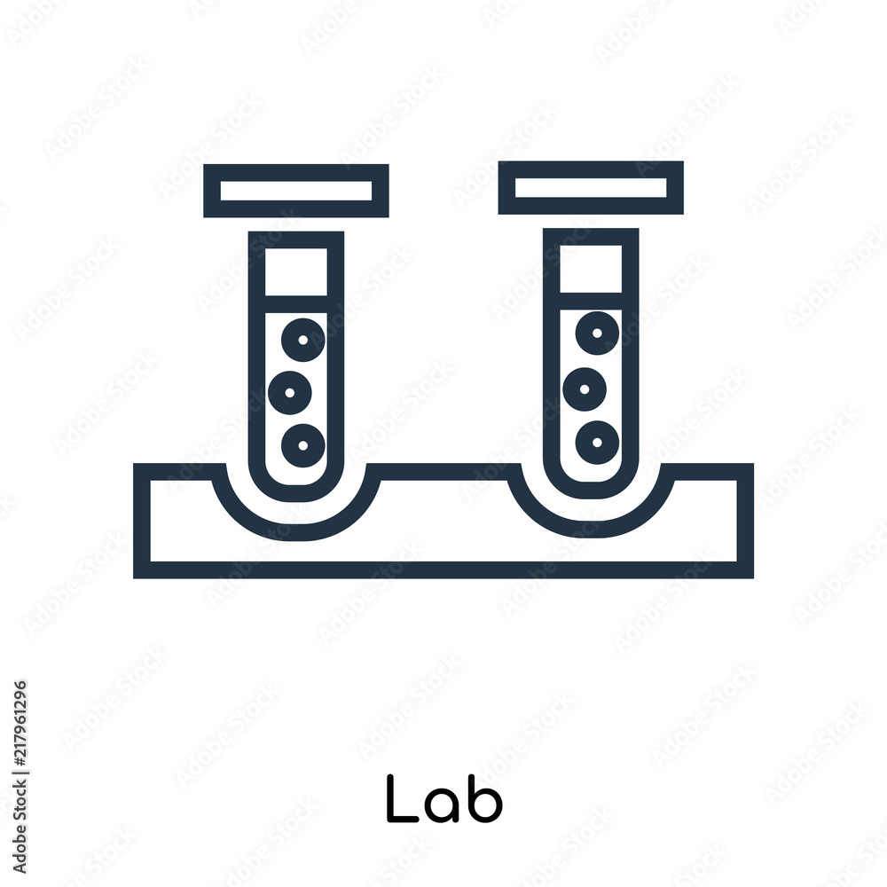 Poster lab icon vector isolated on white background, lab sign , thin symbols or lined elements in outline s