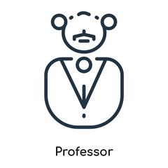 Professor icon vector isolated on white background, Professor sign , thin symbols or lined elements in outline style