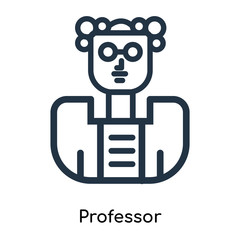 Professor icon vector isolated on white background, Professor sign , thin symbols or lined elements in outline style