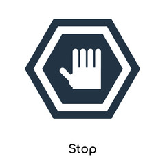 Obraz premium Stop icon vector isolated on white background, Stop sign , symbols or elements in filled style