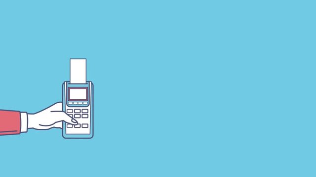 Hand using dataphone to pay high definition colorful animation scenes