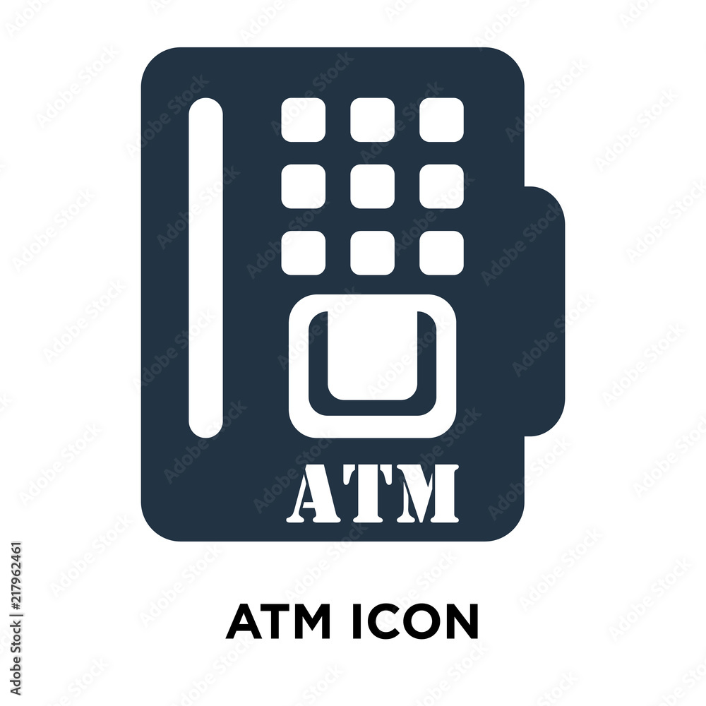 Poster atm icon isolated on white background. modern and editable atm icon. simple icons vector illustratio