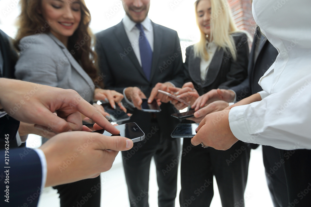 Canvas Prints close-up of smartphones in the hands of business youth