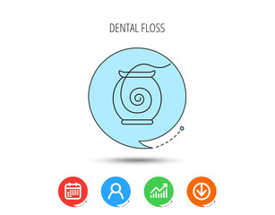 Dental floss icon. Teeth cleaning sign.