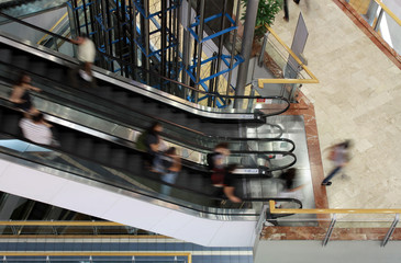 The escalator in shopping centre