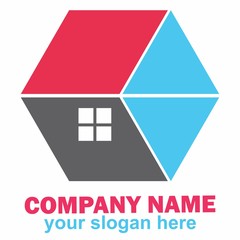 Obraz premium logo home hotel hexagonal architecture 