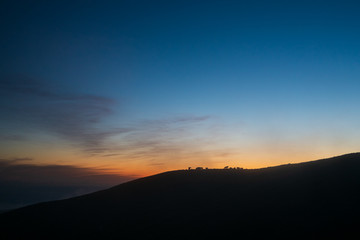 Silhouette of a mountain during a sunset in Azores