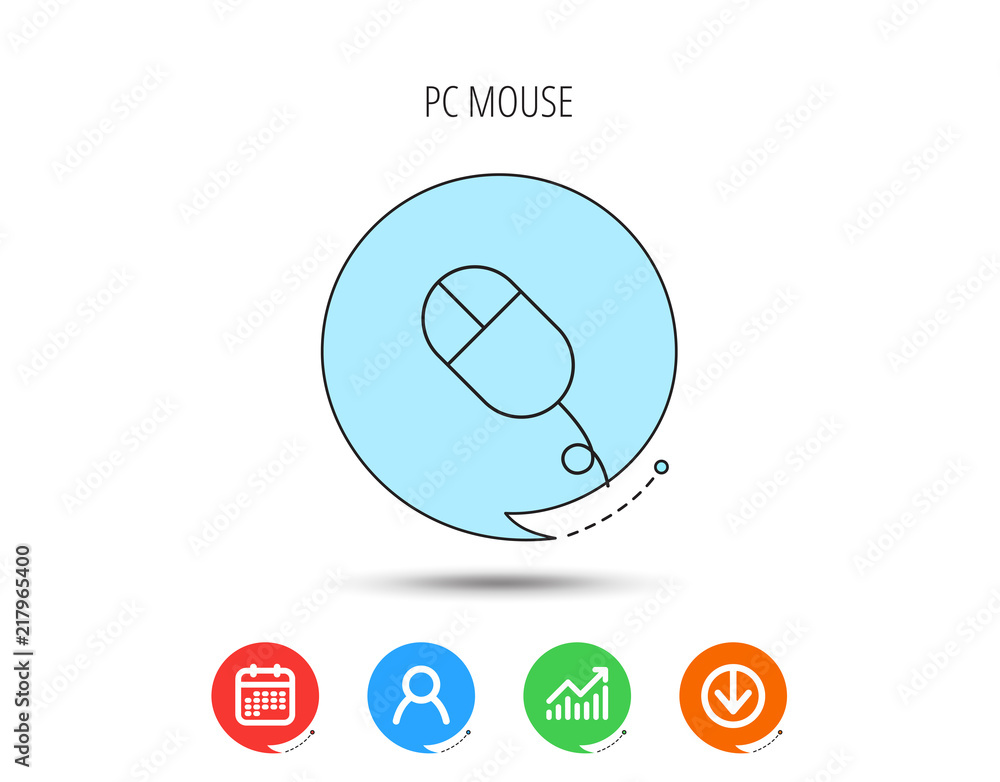 Poster computer mouse icon. pc control device sign.