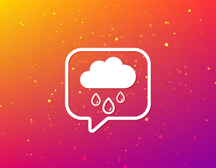 Cloud with rain drops icon. Rainy day sign.