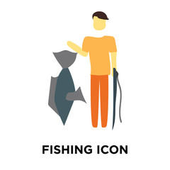 fishing icon isolated on white background. Simple and editable fishing icons. Modern icon vector illustration.