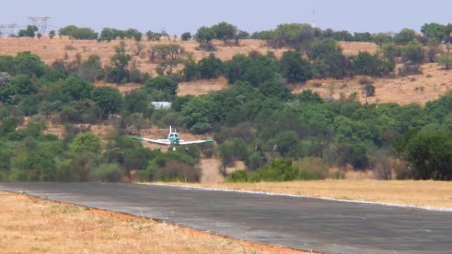 Landing a small Piper Arrow airplane on a private airstrip in South Africa.