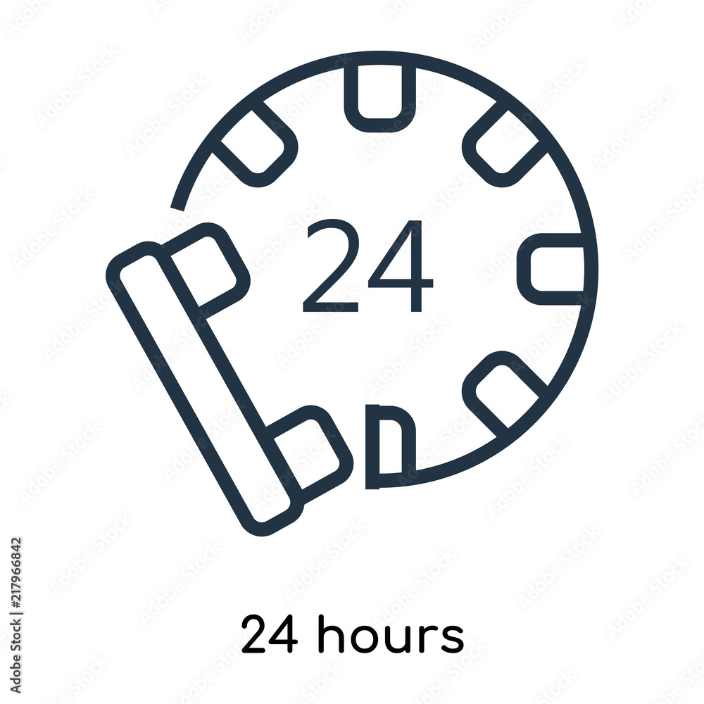 Aufkleber 24 hours icon isolated on white background. modern and editable 24 hours icon. simple icons vector i