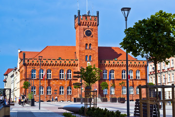 City Hall Building in Szczecinek at Summer - Poland - obrazy, fototapety, plakaty
