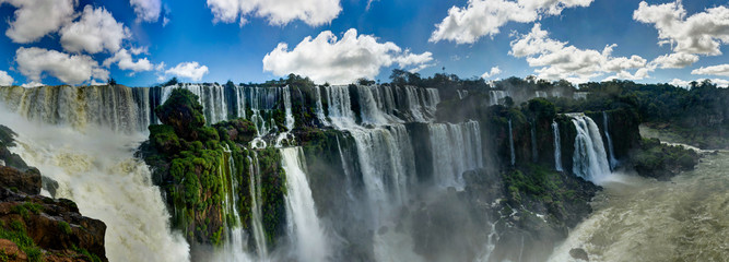 Panorama Iguazu Waterfalls Jungle Argentina Brazil