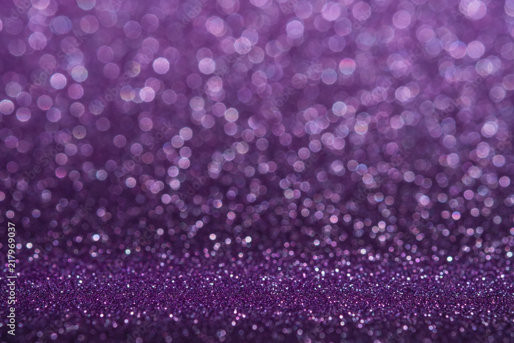 Poster abstract light purple sparkling glitter wall and floor perspective background studio with blur bokeh