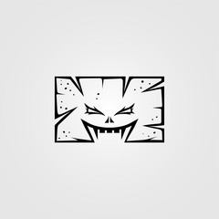 square box shaped monster character sign symbol