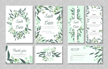 Wedding Cards with Eucalyptus.