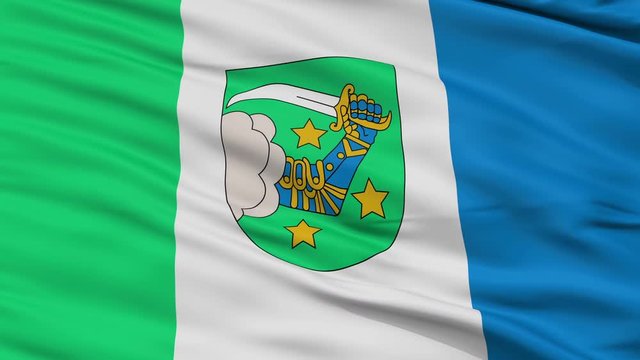 Valka closeup flag, city of Latvia, realistic animation seamless loop - 10 seconds long