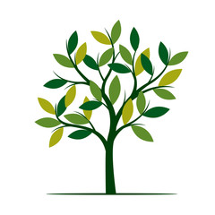 Green Spring Tree. Vector Illustration.