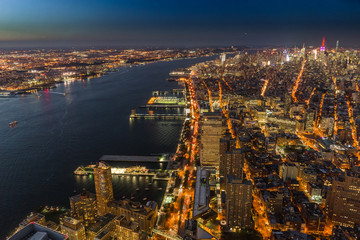 New York Skyline Cityview Manhatten Night from World Trade Cente