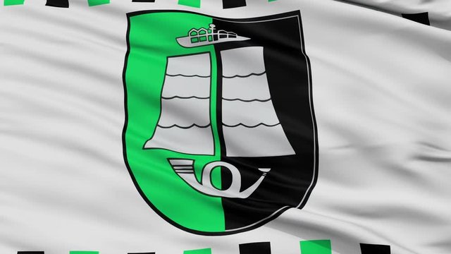 Silute closeup flag, city of Lithuania, realistic animation seamless loop - 10 seconds long