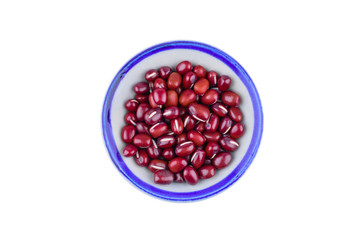Red beans in bowl isolated on white background with clipping path.