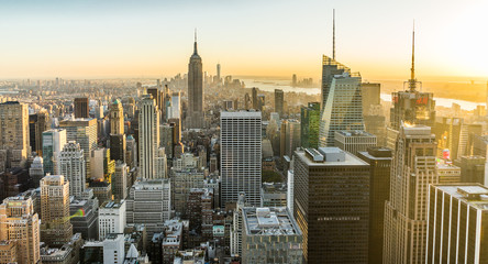 New York Skyline Manhatten Cityscape Empire State Building - obrazy, fototapety, plakaty