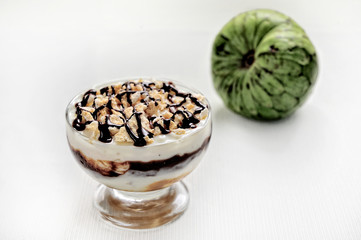 Dulce de guanabana, on a white background.