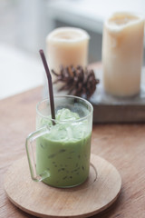 Iced matcha green tea latte
