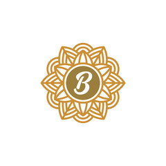 Vector abstract icon, Letter B luxury logo template, organic natural motif vector illustration