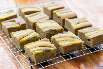 banana cake with fresh banana on top