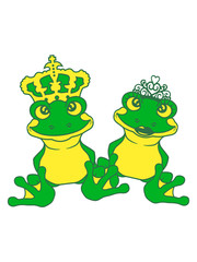 prinz könig froschkönig paar pärchen liebe verliebt 2 freunde prinzessin königin hübsch schön mädchen frau weiblich krone frosch sitzend süß niedlich klein comic cartoon clipart